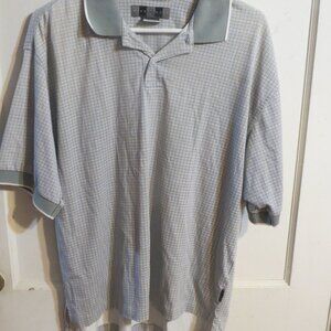 Nike Golf Polo Shirt Men' Med. Gray & White Dri-FIT Performance Athletic